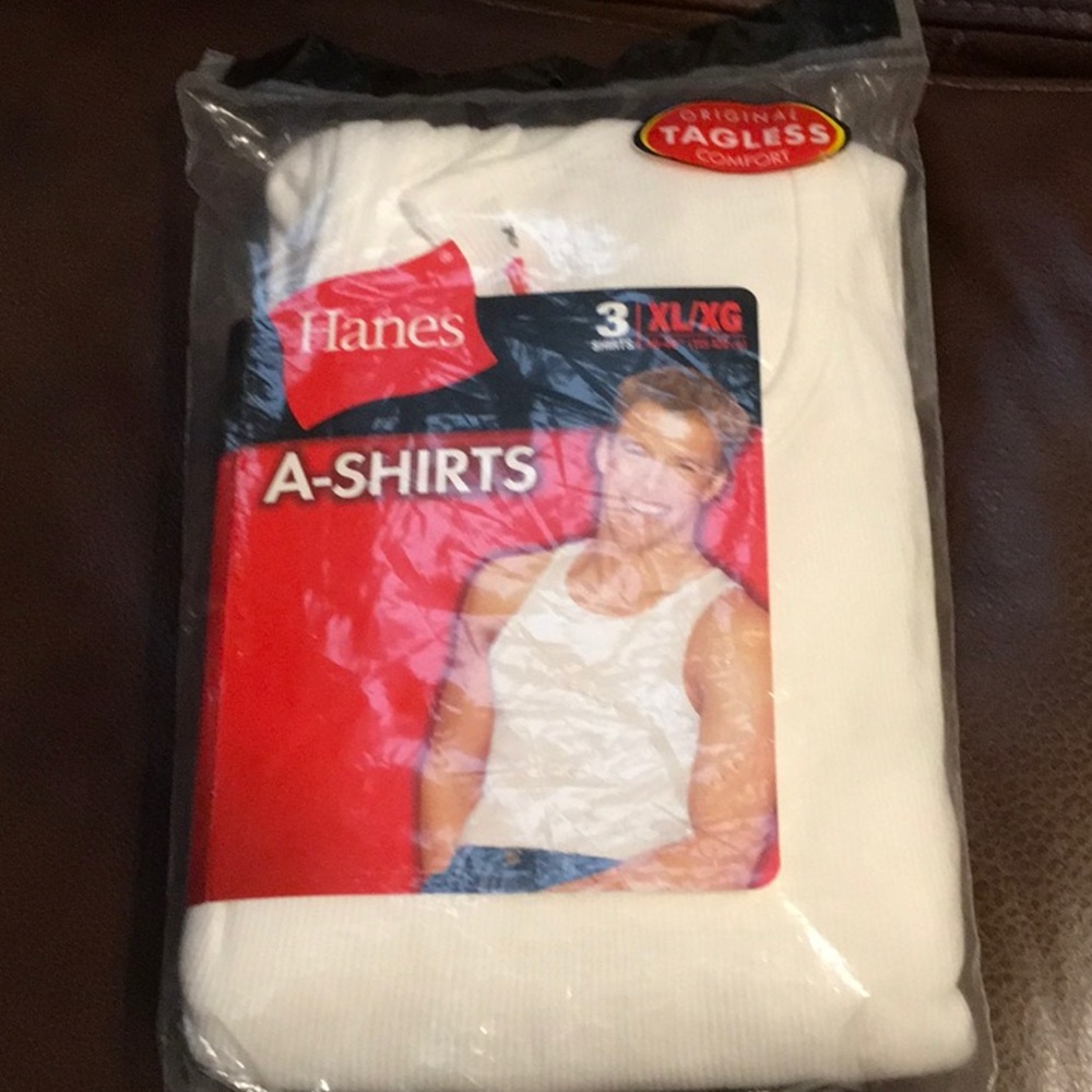 NWT,NIB HANES SLEEVELESS UNDERSHIRTS,TAGLESS, SIZE XL,ALSO KNOWN AS A-SHIRTS3pk